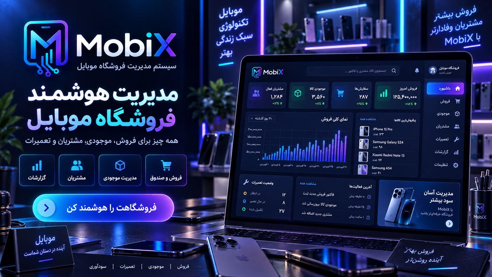 داشبورد و مدیریت هوشمند در MobiX